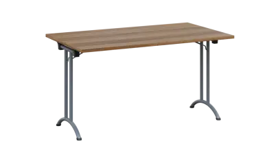 SLA 140 lak skládací jednací stůl 1394x800, deska 25 mm, podnož stříbrný lak, deska ořech světlý